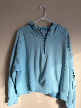 FP Movement by Free People Light Aqua Hooded Half-Zip Sweatshirt